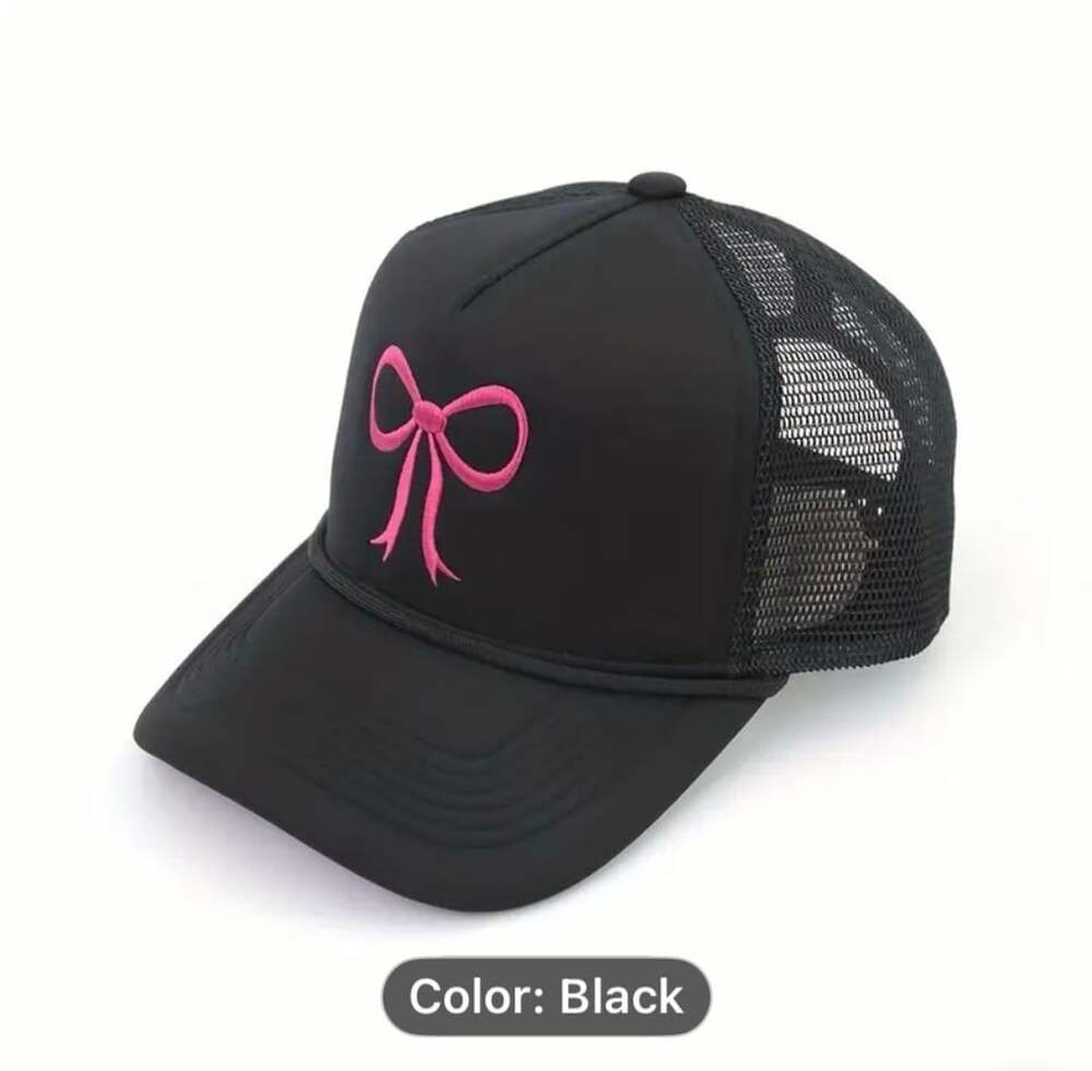 High-Quality Bow Embroidery Pattern womens trucker hat